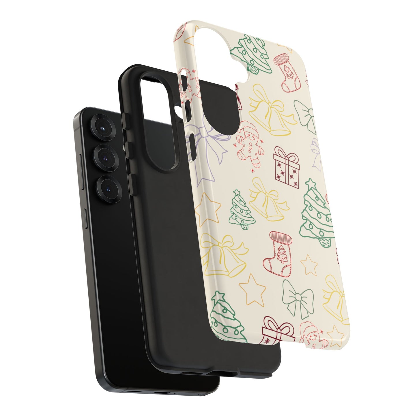 Minimal Christmas Holiday Outline Tough Phone Case