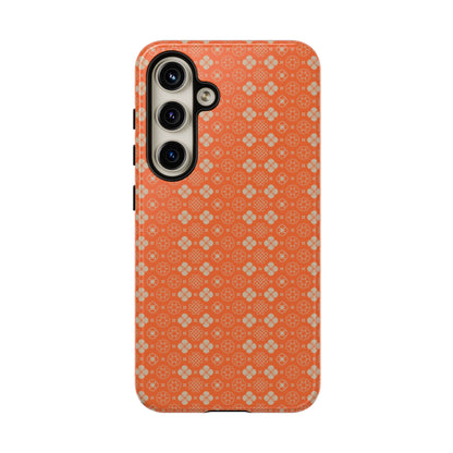 Warm Orange & Beige Japanese Vintage Floral Pattern Tough Phone Case