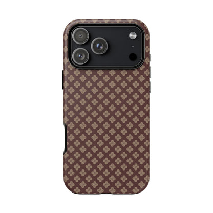 Earthy Brown & Beige Floral Tough Phone Case