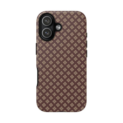 Earthy Brown & Beige Floral Tough Phone Case