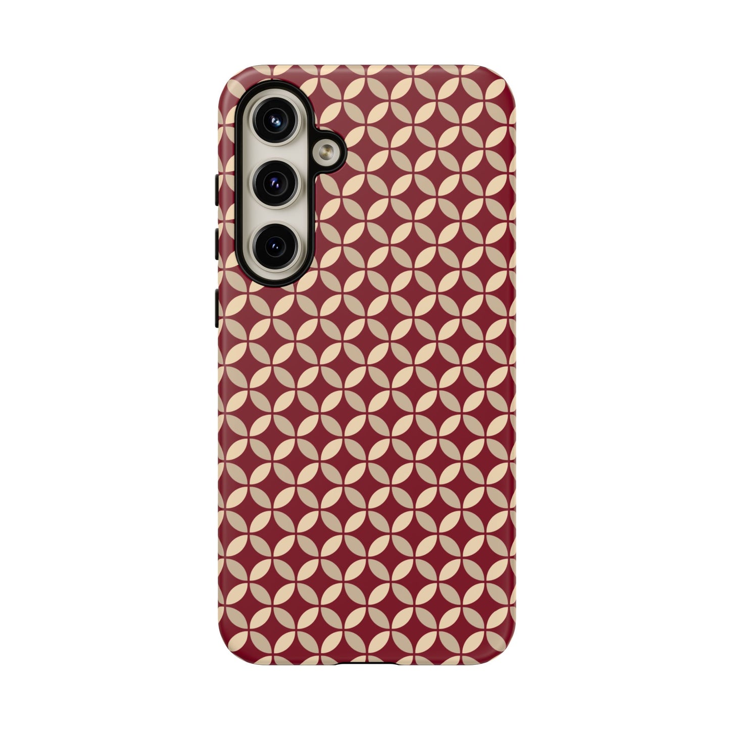 Vintage Geometric Red & Beige Interlocking Pattern Tough Phone Case