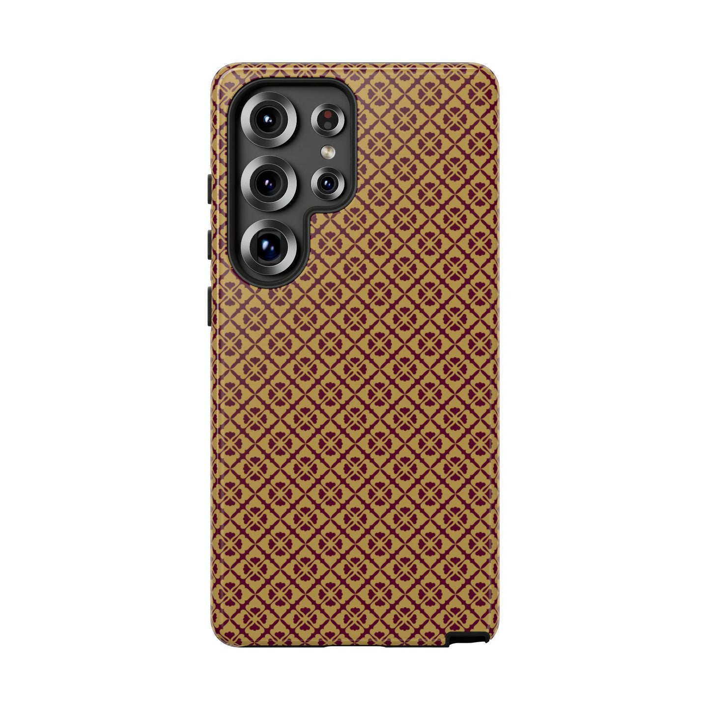 Elegant Burgundy & Gold Interlocking Geometric Tough Phone Case