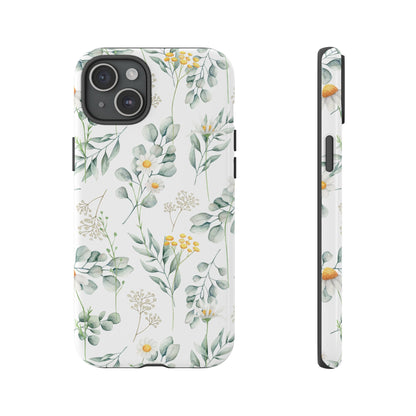 Watercolor Eucalyptus Branches and Daisy Tough Phone Case