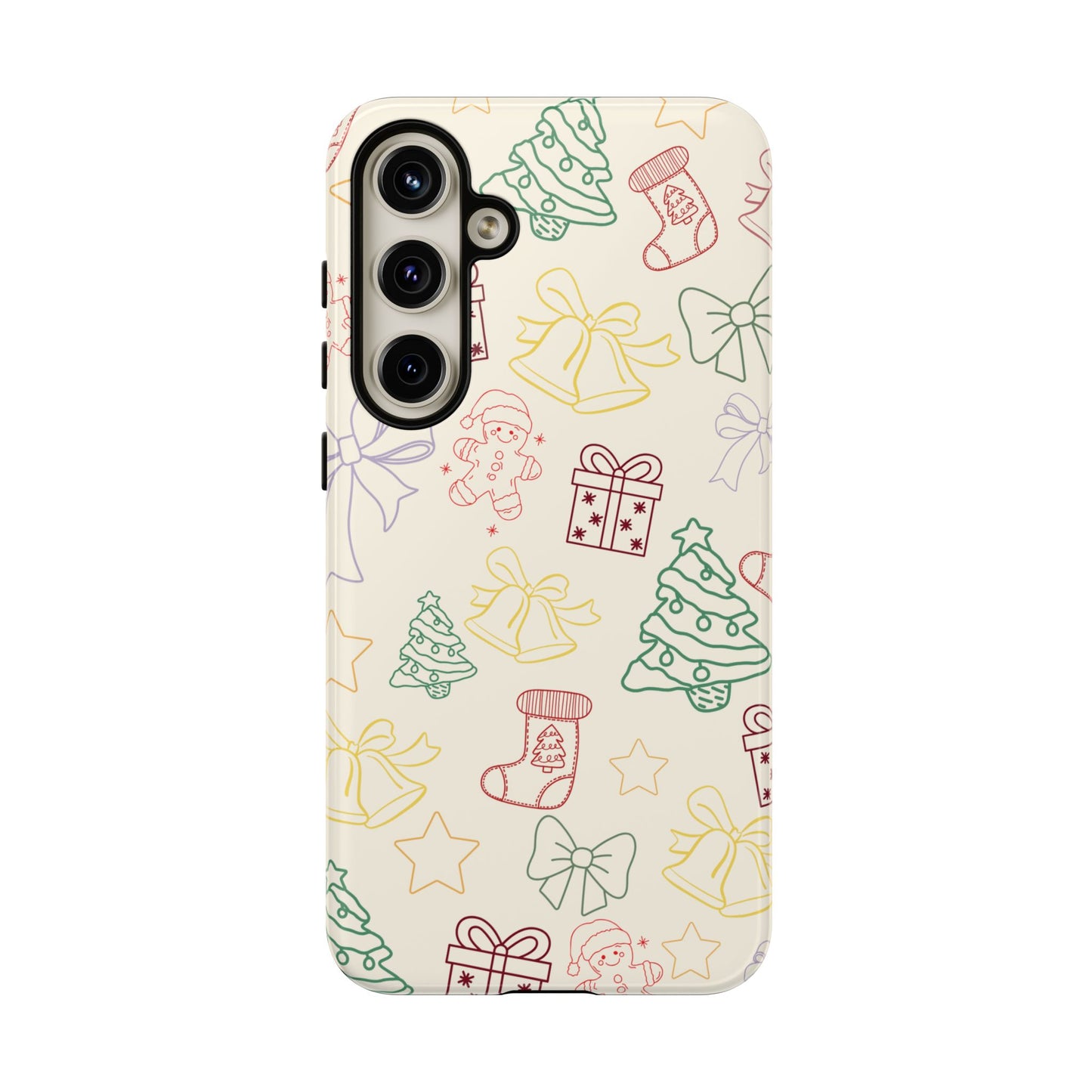 Minimal Christmas Holiday Outline Tough Phone Case