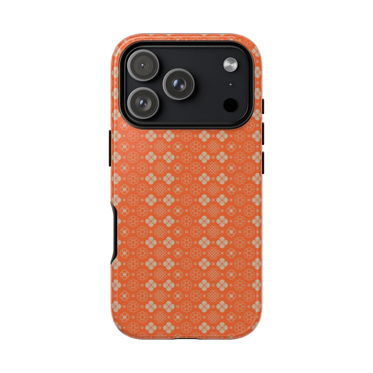 Warm Orange & Beige Japanese Vintage Floral Pattern Tough Phone Case