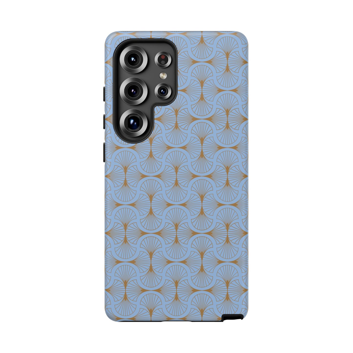 Tranquil Blue & Gold Fan Pattern Tough Phone Case