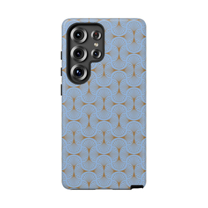 Tranquil Blue & Gold Fan Pattern Tough Phone Case