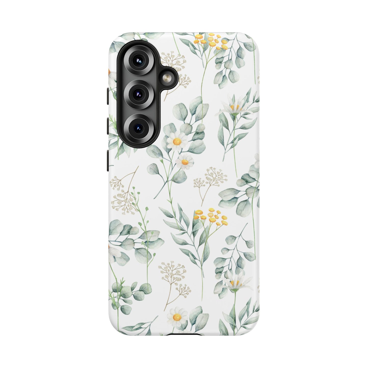 Watercolor Eucalyptus Branches and Daisy Tough Phone Case