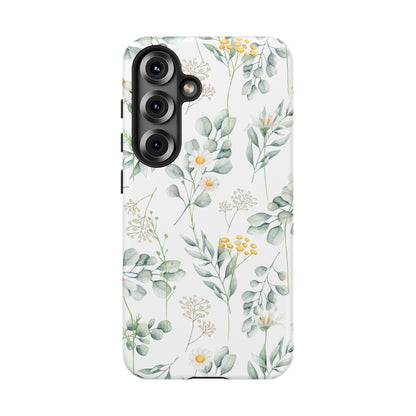 Watercolor Eucalyptus Branches and Daisy Tough Phone Case