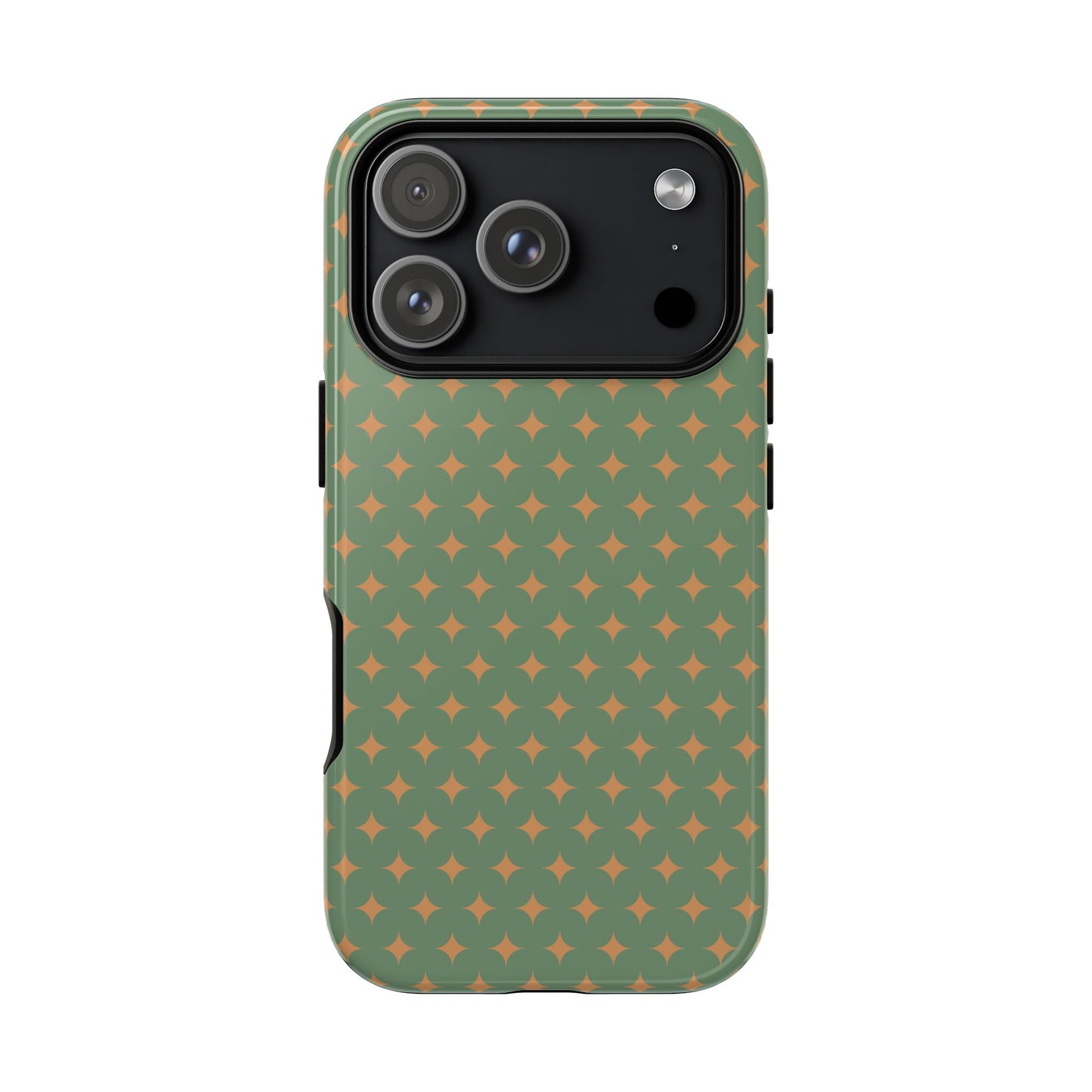 Playful Green & Orange Diamond Pattern Tough Phone Case