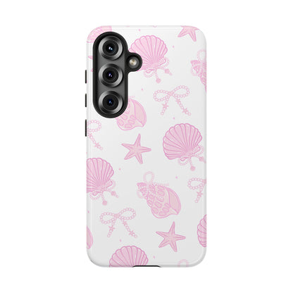 Pink Shell Bow Phone Case, Cute Ocean Inspired Case, Beach Lover Aesthetic Phone Cover, Summer Accessories