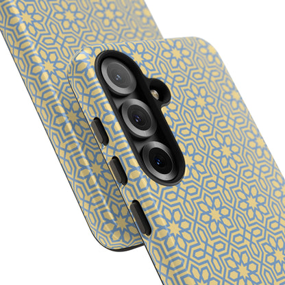 Pastel Yellow & Blue Floral Geometric Tough Phone Case