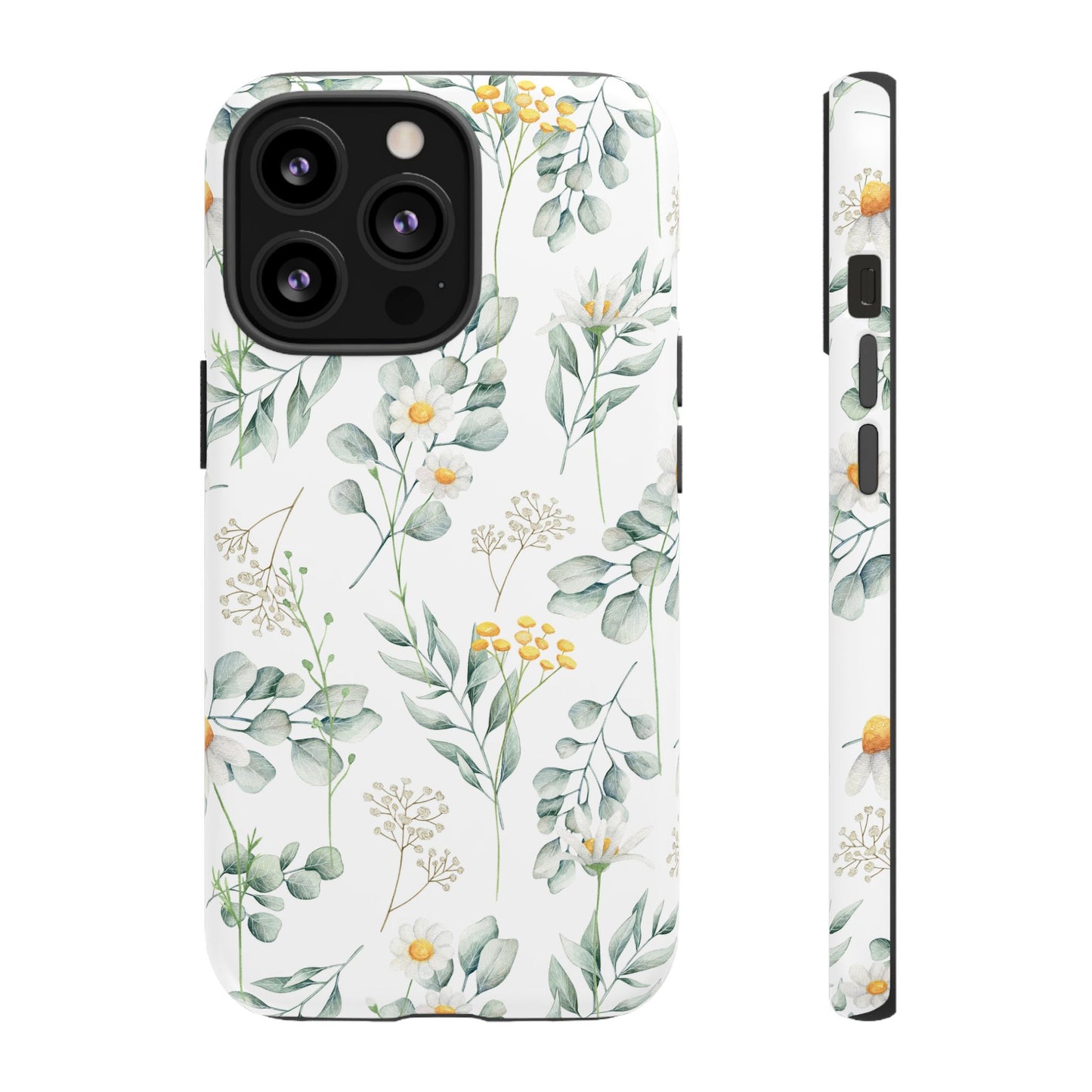 Watercolor Eucalyptus Branches and Daisy Tough Phone Case