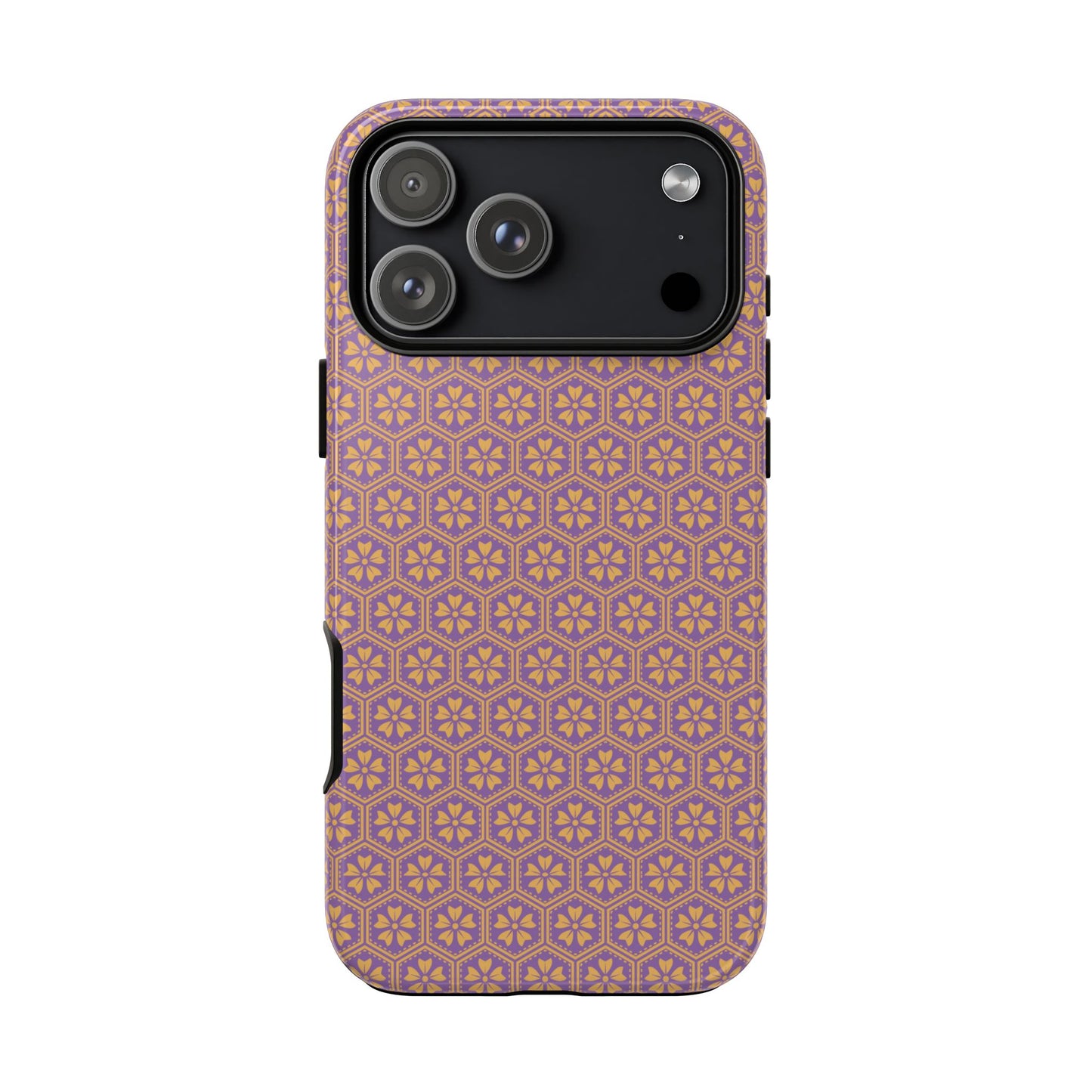 Vibrant Purple & Orange Floral Hexagon Tough Phone Case