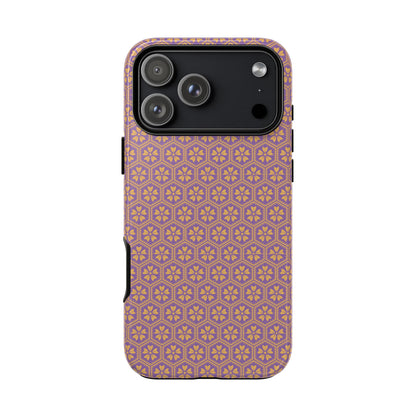 Vibrant Purple & Orange Floral Hexagon Tough Phone Case