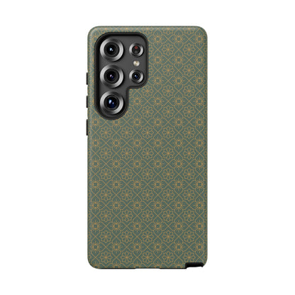 Opulent Dark Green & Gold Vintage Floral Tough Phone Case