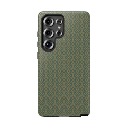 Opulent Dark Green & Gold Vintage Floral Tough Phone Case