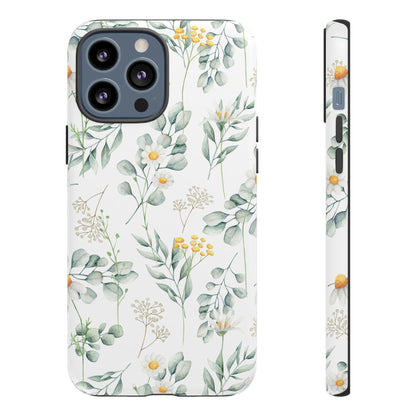 Watercolor Eucalyptus Branches and Daisy Tough Phone Case