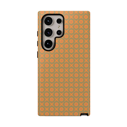 Edgy Green & Orange Vintage Pattern Tough Phone Case