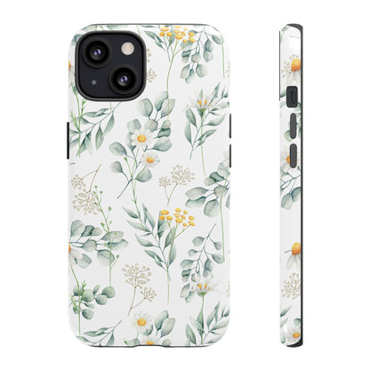 Watercolor Eucalyptus Branches and Daisy Tough Phone Case