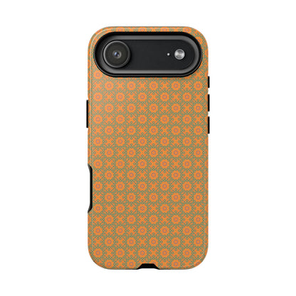 Edgy Green & Orange Vintage Pattern Tough Phone Case