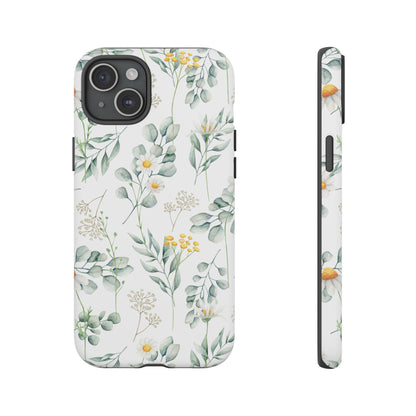 Watercolor Eucalyptus Branches and Daisy Tough Phone Case