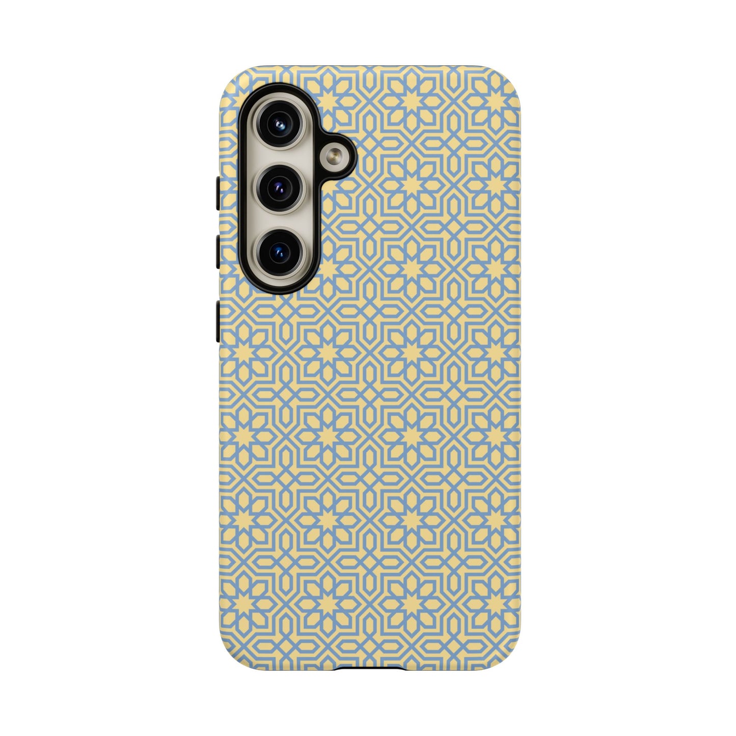 Pastel Yellow & Blue Floral Geometric Tough Phone Case