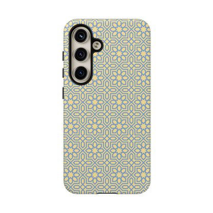 Pastel Yellow & Blue Floral Geometric Tough Phone Case