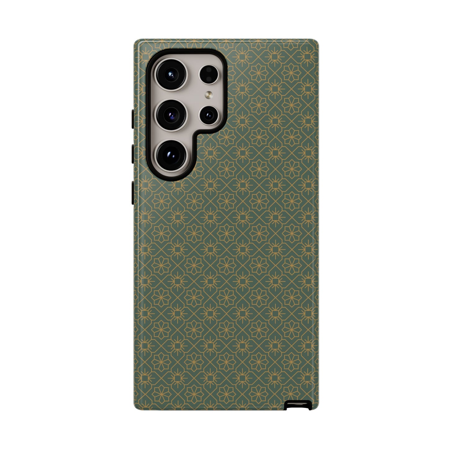 Opulent Dark Green & Gold Vintage Floral Tough Phone Case