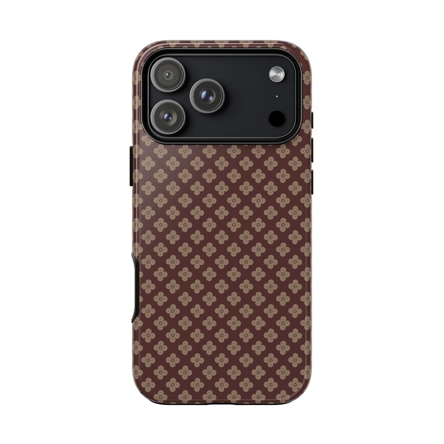 Earthy Brown & Beige Floral Tough Phone Case