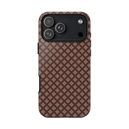 Earthy Brown & Beige Floral Tough Phone Case