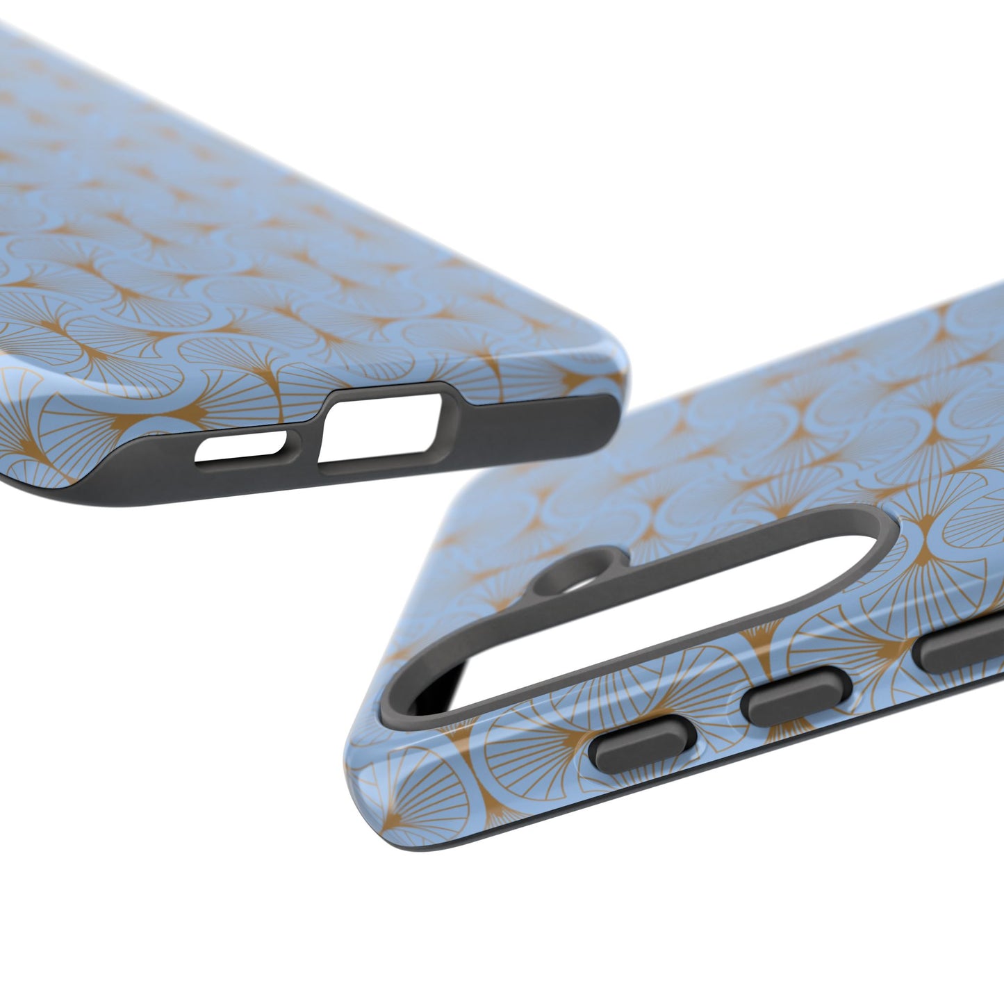 Tranquil Blue & Gold Fan Pattern Tough Phone Case