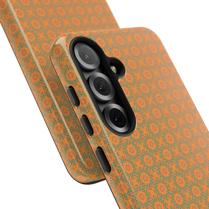 Edgy Green & Orange Vintage Pattern Tough Phone Case
