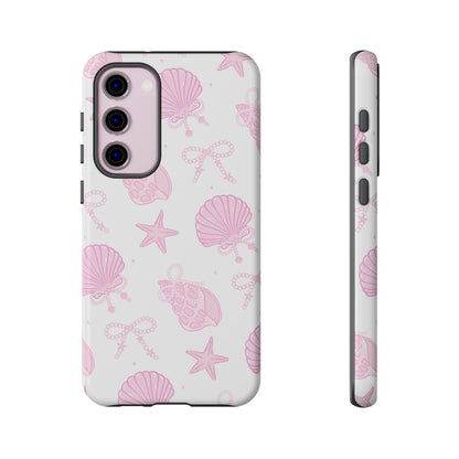 Pink Shell Bow Phone Case, Cute Ocean Inspired Case, Beach Lover Aesthetic Phone Cover, Summer Accessories