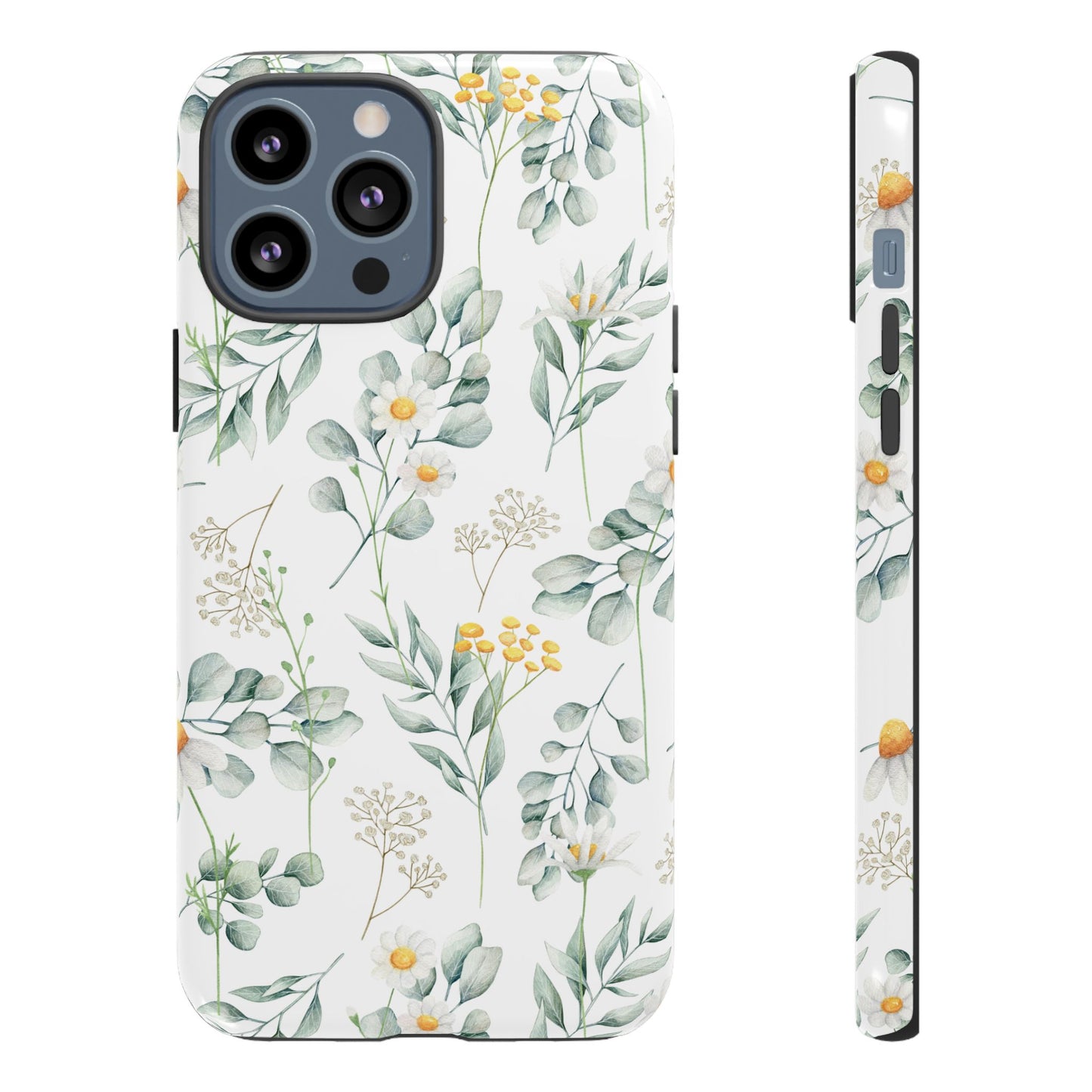 Watercolor Eucalyptus Branches and Daisy Tough Phone Case