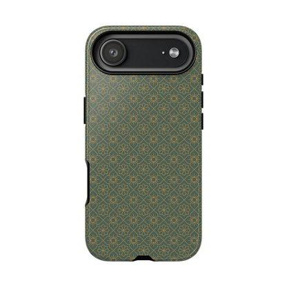 Opulent Dark Green & Gold Vintage Floral Tough Phone Case