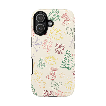 Minimal Christmas Holiday Outline Tough Phone Case