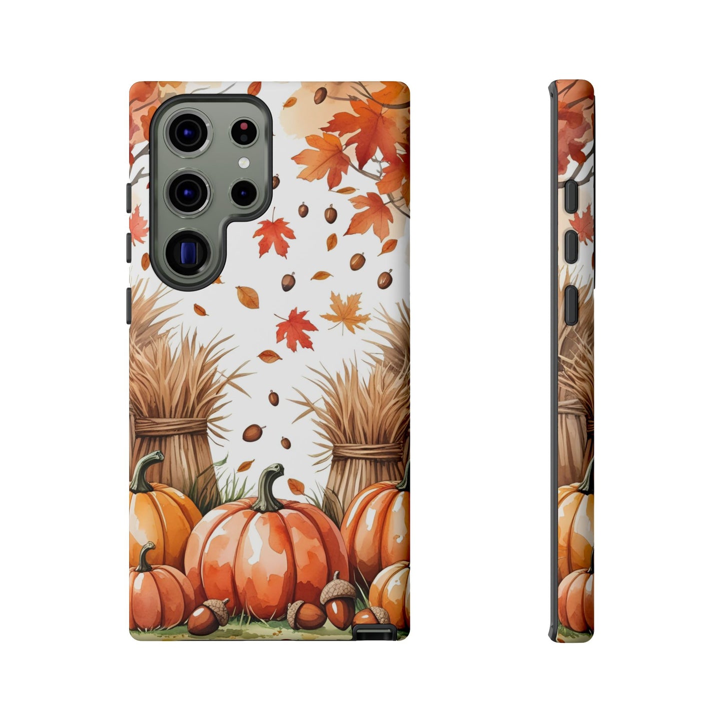 Fall Dry Straw & Pumpkin Tough Phone Case