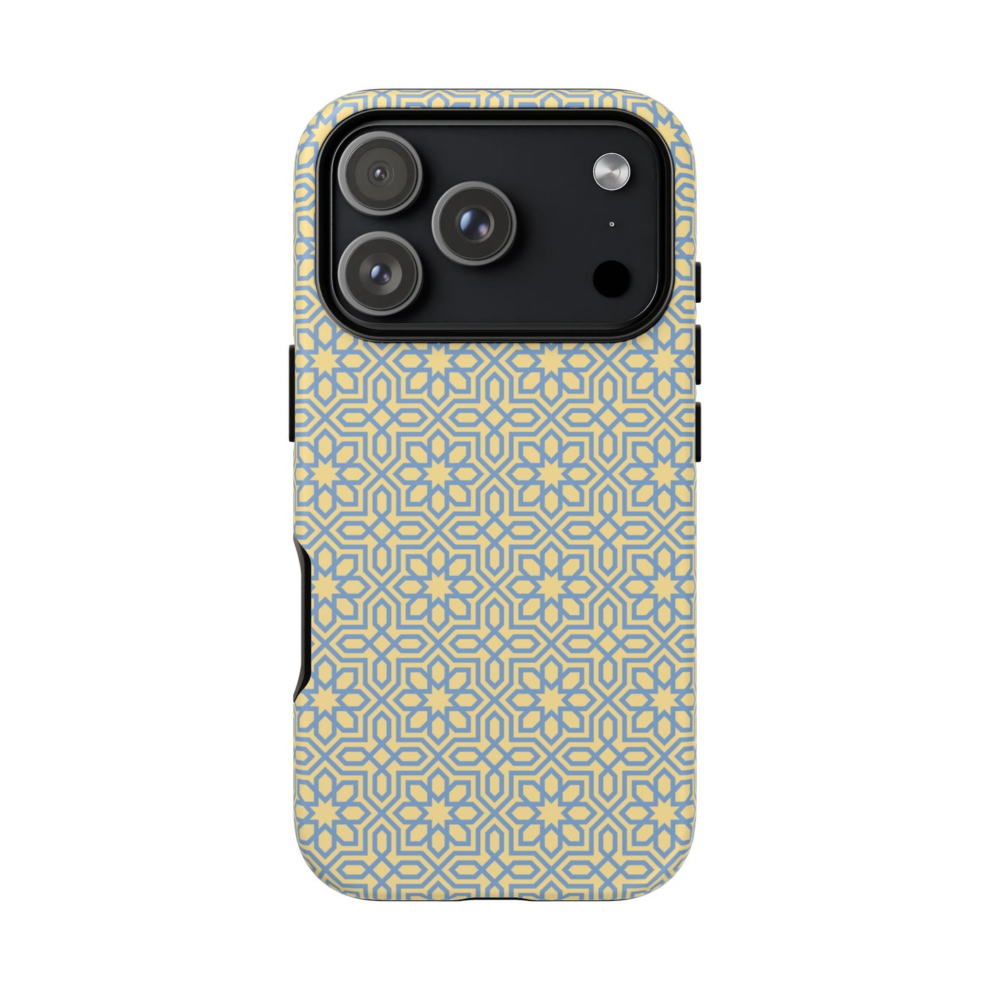 Pastel Yellow & Blue Floral Geometric Tough Phone Case