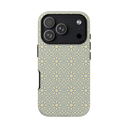 Pastel Yellow & Blue Floral Geometric Tough Phone Case