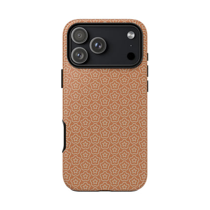 Brown With Light Orange Floral Pattern Tough Phone Case