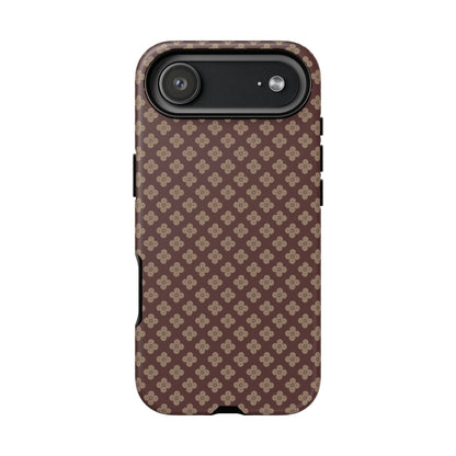 Earthy Brown & Beige Floral Tough Phone Case