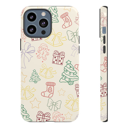 Minimal Christmas Holiday Outline Tough Phone Case