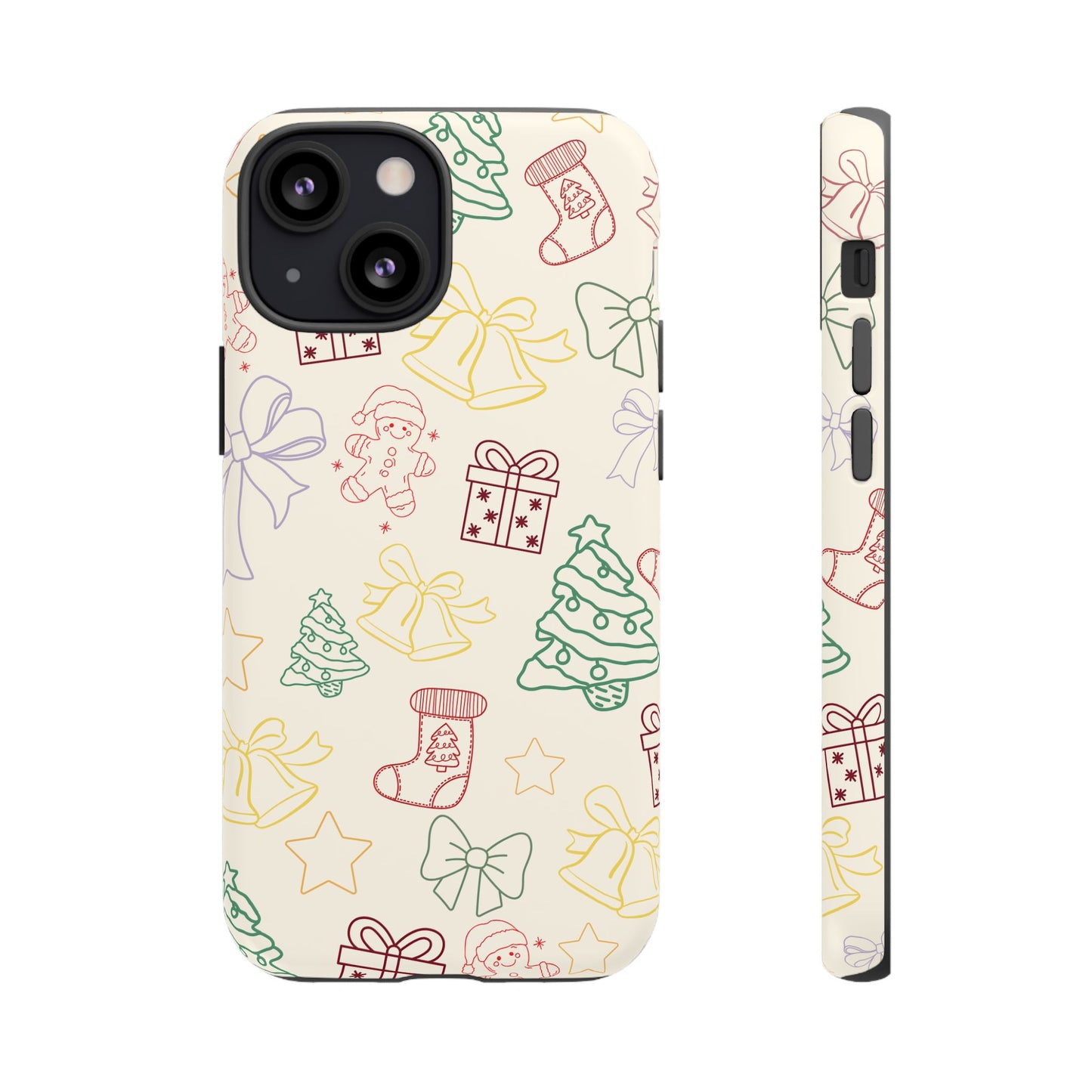 Minimal Christmas Holiday Outline Tough Phone Case