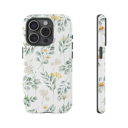 Watercolor Eucalyptus Branches and Daisy Tough Phone Case