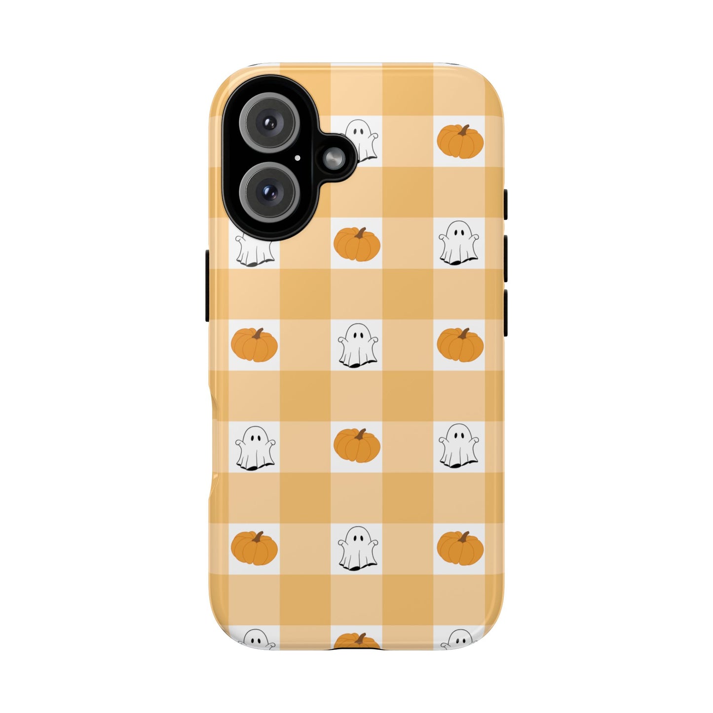 Halloween Ghost And Pumpkin Gingham Plaid Tough Phone Case
