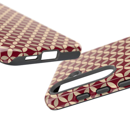 Vintage Geometric Red & Beige Interlocking Pattern Tough Phone Case