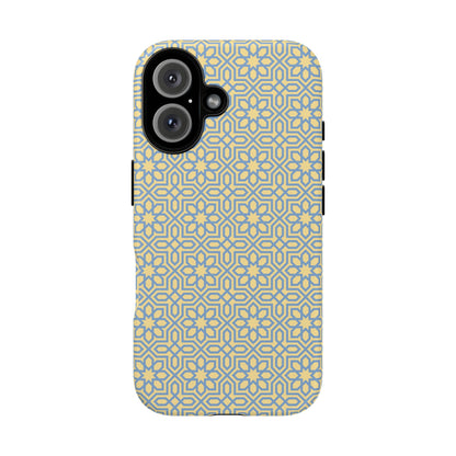 Pastel Yellow & Blue Floral Geometric Tough Phone Case