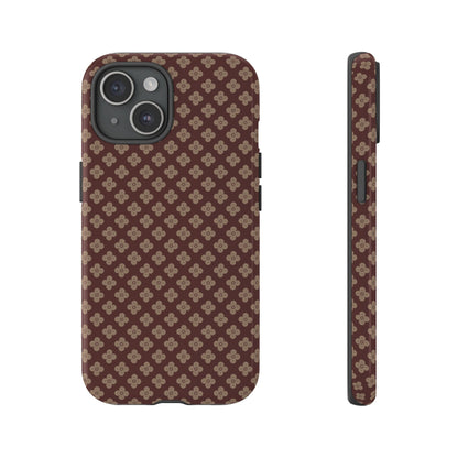 Earthy Brown & Beige Floral Tough Phone Case