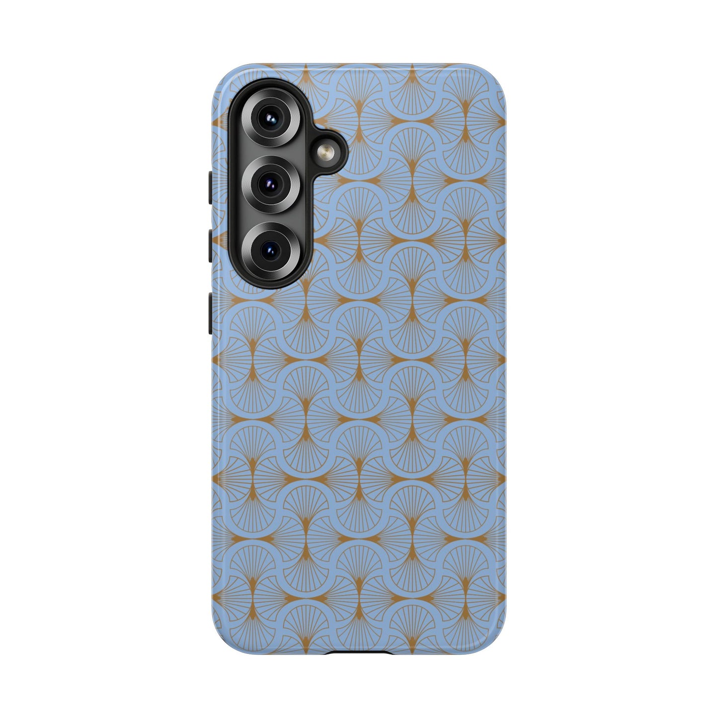 Tranquil Blue & Gold Fan Pattern Tough Phone Case